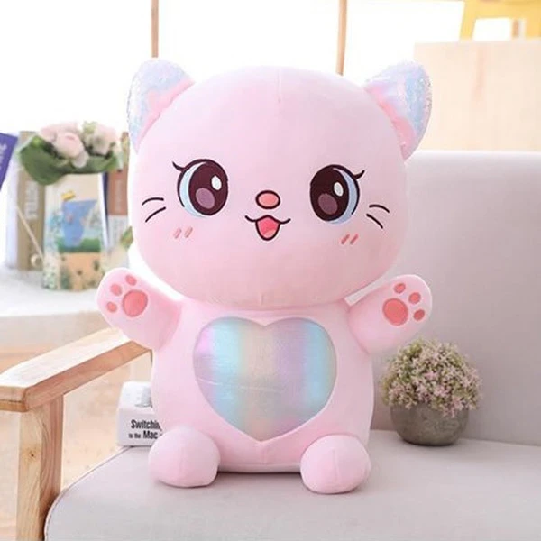 عروسک مدل گربه شکم قلبی ارتفاع 25 سانتی متر