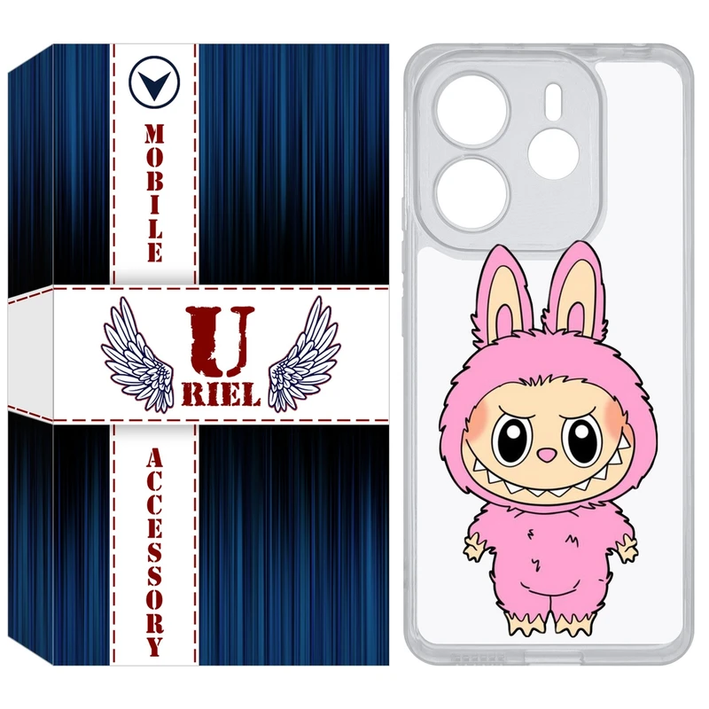 کاور یوریل قاب مدل Clear کد 129 طرح لبوبو مناسب برای گوشی موبایل شیائومی Redmi Note 14 4G