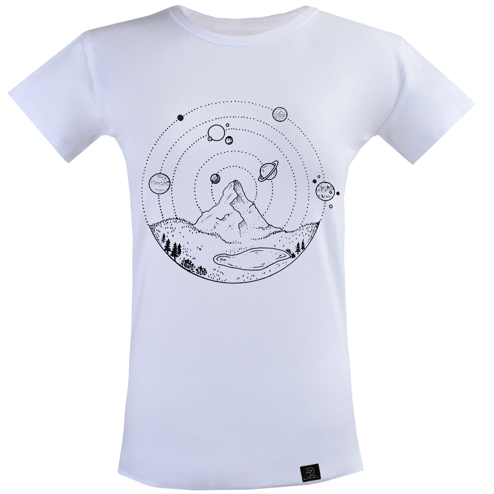 تی شرت آستین کوتاه زنانه 27 مدل سیاره و کوه کد V125 رنگ سفید -  - 2