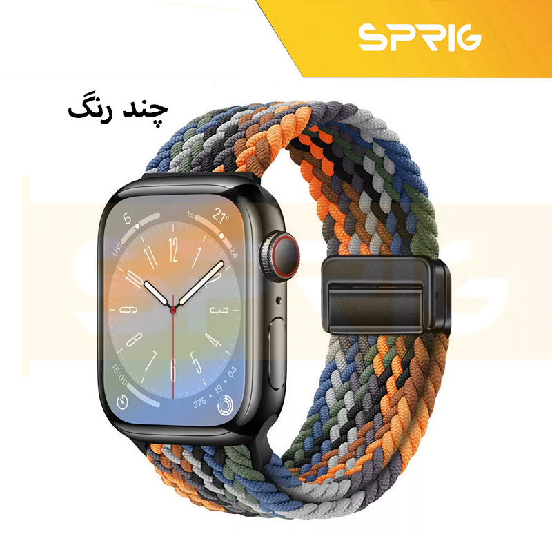 بند اسپریگ مدل Magnetic loop Braided مناسب برای اپل واچ سری SE2021/7/8/9 سایز 45 میلی متری