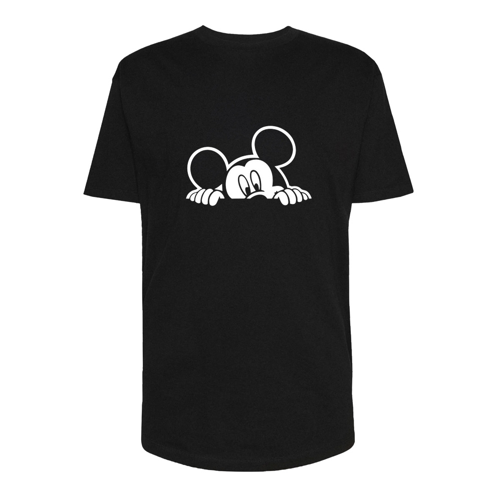 تی شرت آستین کوتاه لانگ مردانه مدل Mickey Mouse کد Sh001 رنگ مشکی