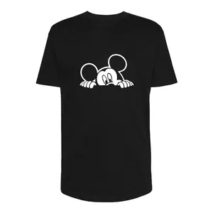 تی شرت آستین کوتاه لانگ مردانه مدل Mickey Mouse کد Sh001 رنگ مشکی