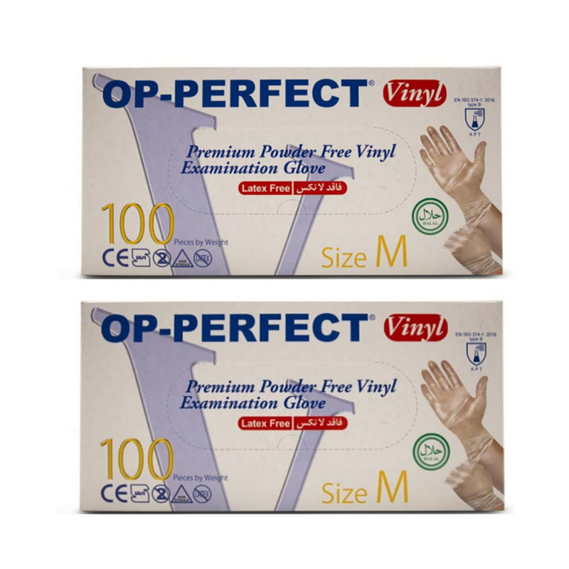 دستکش وینیل اپی پرفکت مدل 01 سایز مدیوم بسته 100 عددی