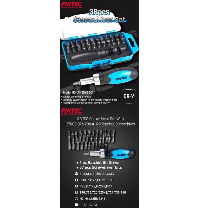 پیچ گوشتی فیکس تک مدل FHSDK3801 مجموعه 38 عددی