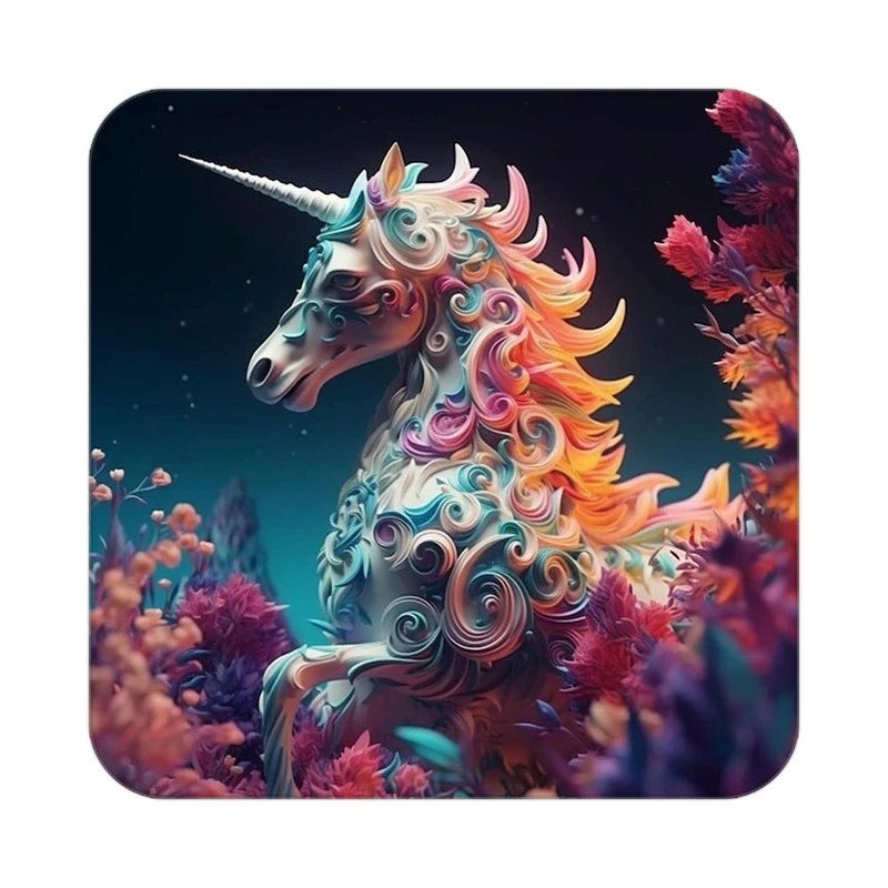 زیر لیوانی کاکتی طرح اسب تک شاخ و یونیکورن مدل mp32855