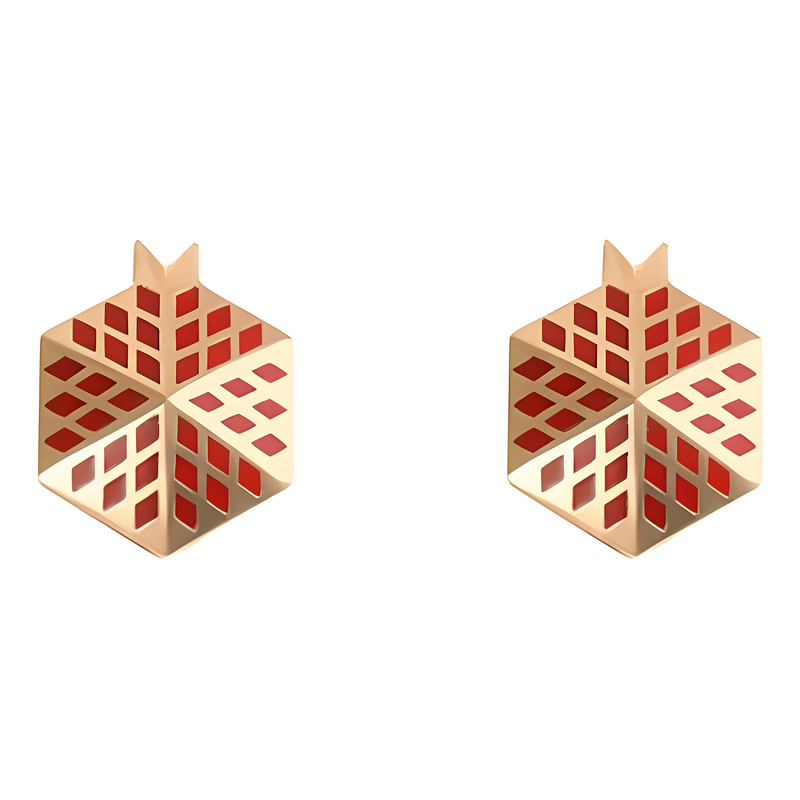 گوشواره میخی طلا 18 عیار زنانه کیا گالری مدل انار کد RZE-1859