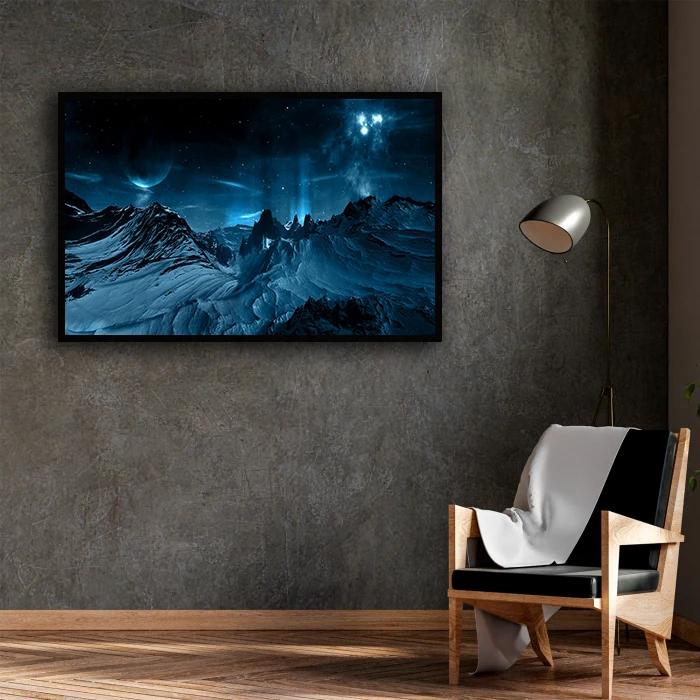 تابلو نوری بکلیت طرح منظره کهکشانی شب و کوهستان مدل B-D1850