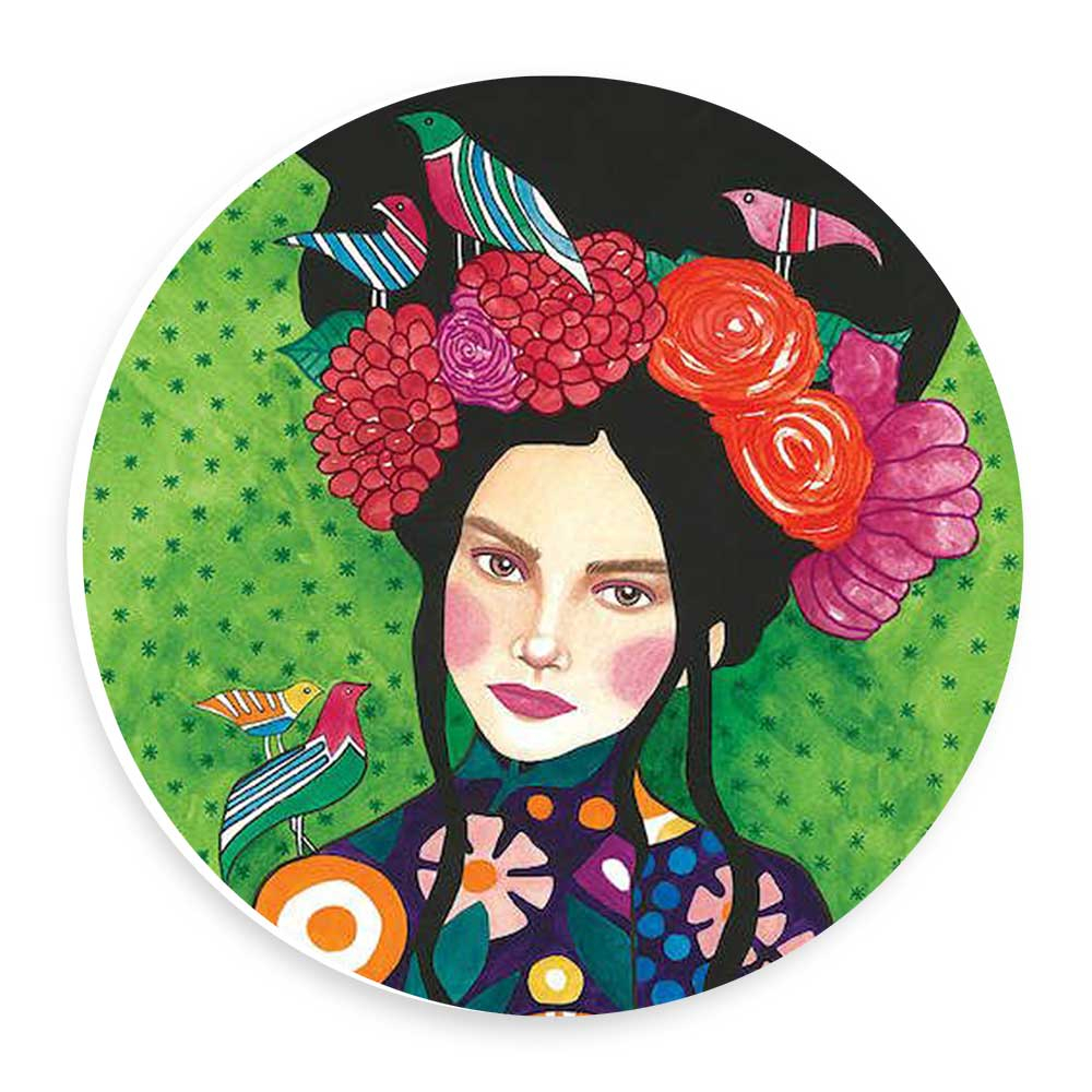  دیوارکوب طرح نقاشی آبستره دختر و پرندگان مدل wtb732