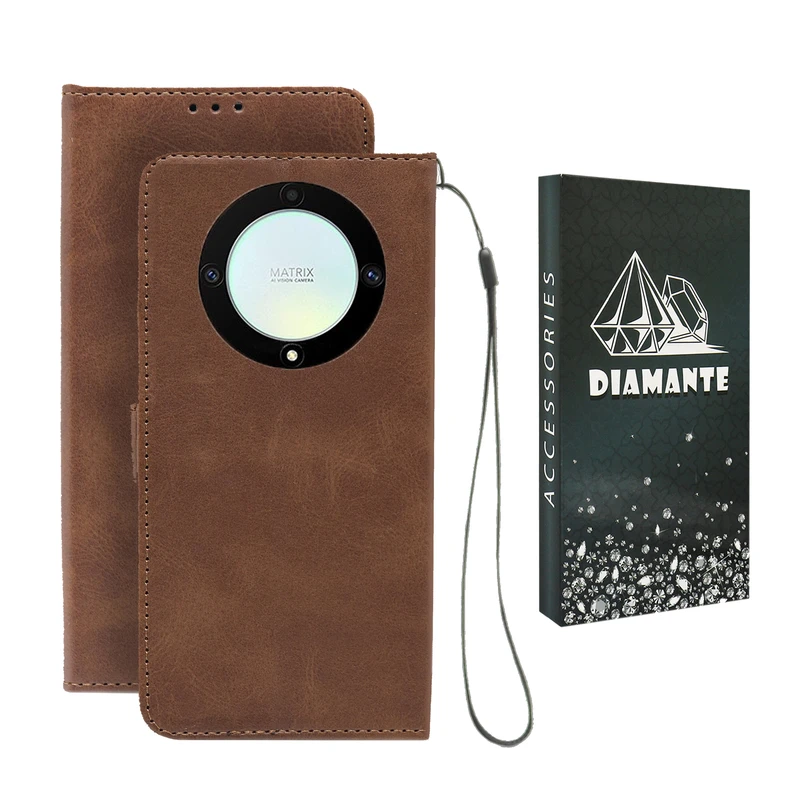 کیف کلاسوری دیامانته مدل band Bk مناسب برای گوشی موبایل آنر X9A به همراه بندآویز