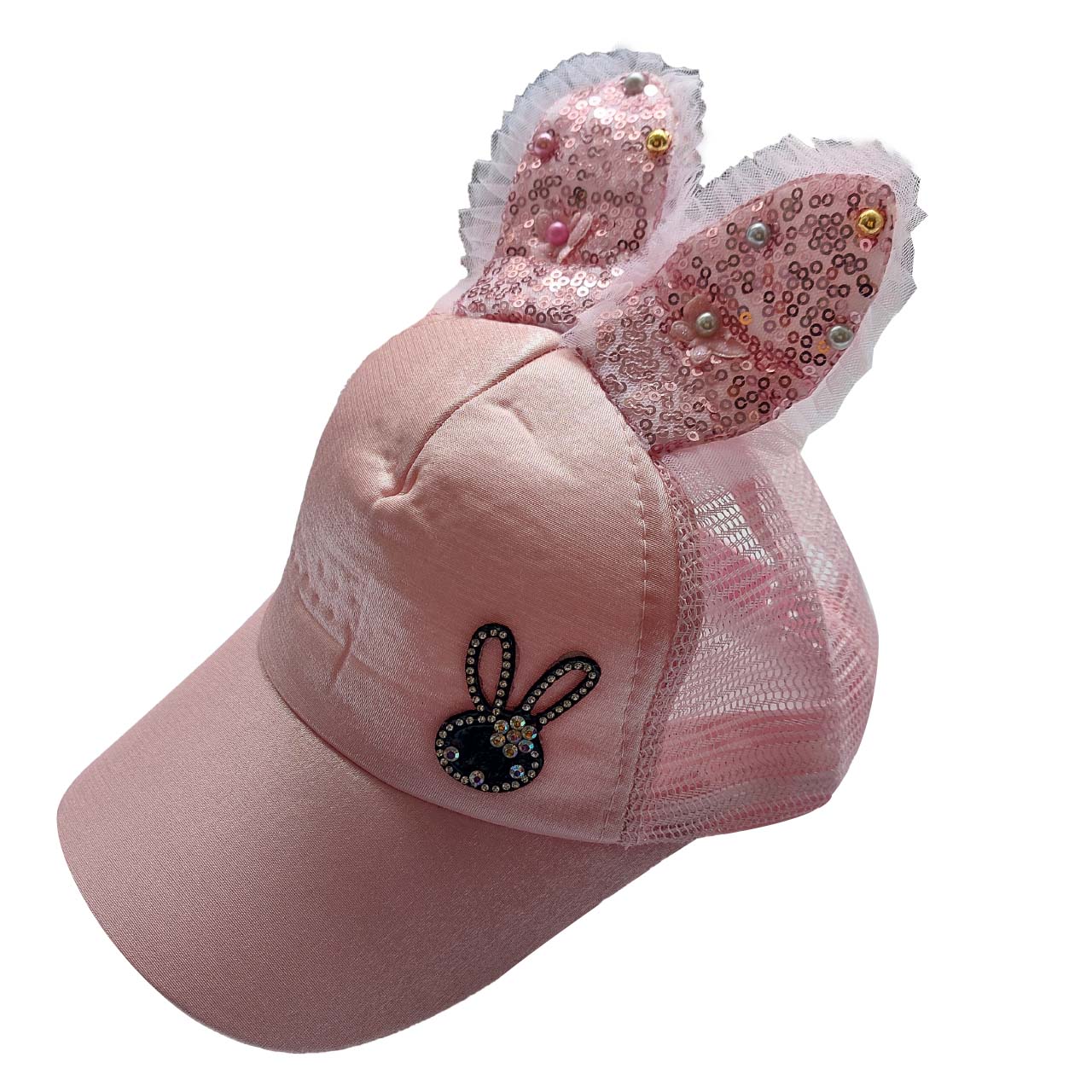 کلاه کپ دخترانه مدل خرگوشی کد 2 رنگ صورتی روشن