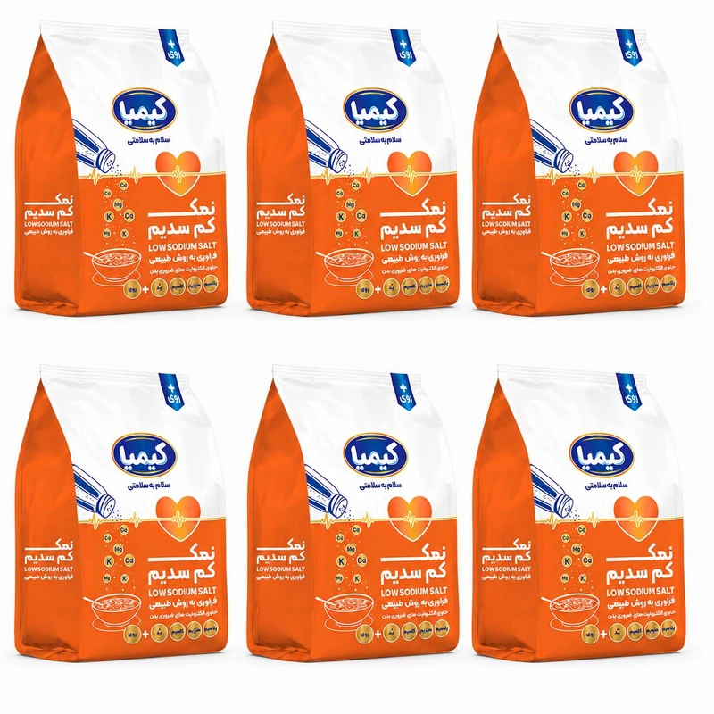 نمک کم سدیم خوراکی حاوی پتاسیم و زینک - 500 گرم مجموعه 6 عددی