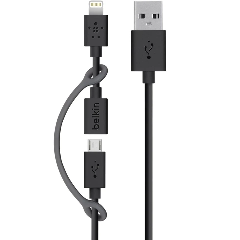 کابل تبدیل USB به لایتنینگ/microUSB بلکین مدل F8J080BT03 طول 0.9 متر