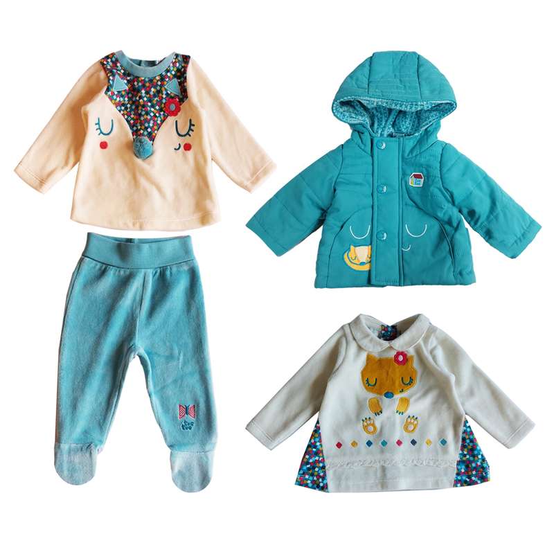 ست 4 تکه لباس نوزادی توک توک مدل مخمل