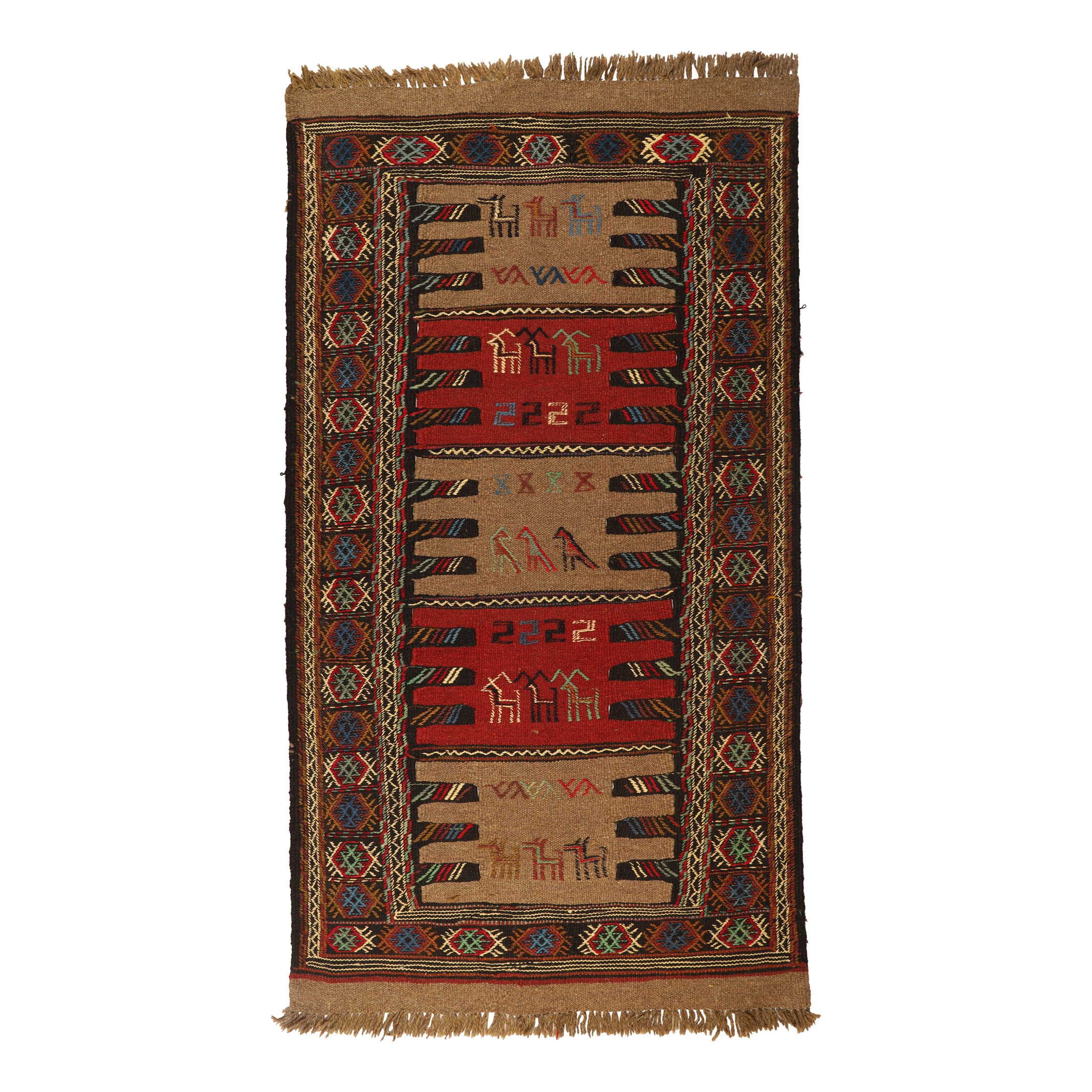 گلیم دستبافت دومتری طرح سفره کردی کد 140485