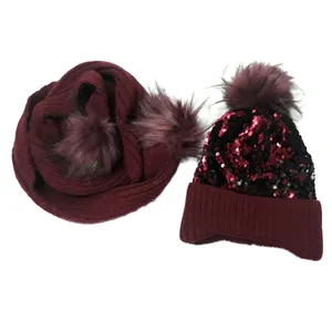 ست کلاه و شال گردن بافتنی بچگانه مدل پولکی 02