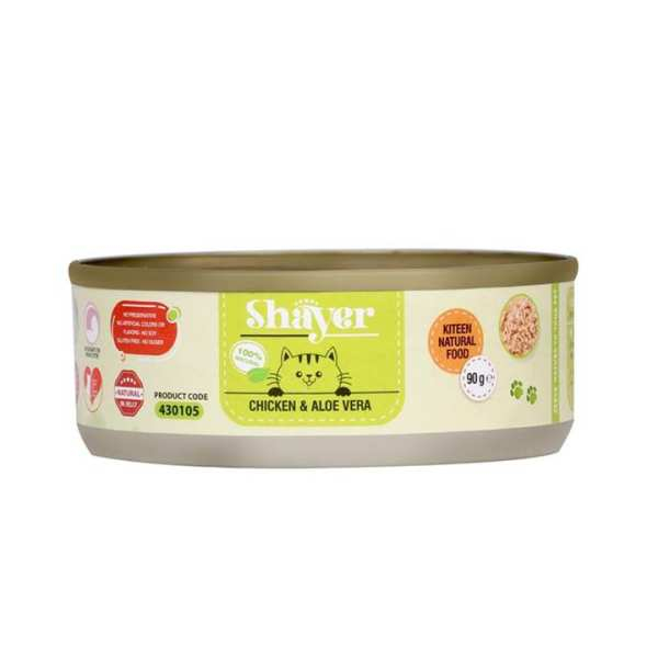 کنسرو غذای گربه شایر مدل Chicken&AloeVera وزن 90 گرم بسته 6 عددی