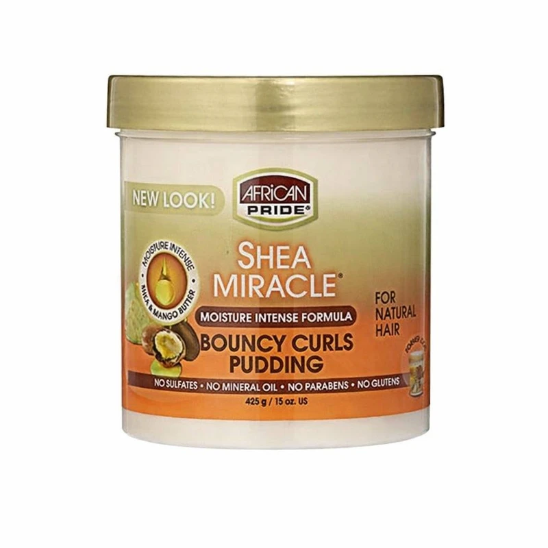 ماسک مرطوب کننده مو  آفریکن پراید مدل Bouncy Curls Pudding مناسب برای موهای معمولی حجم 425 میلی لیتر