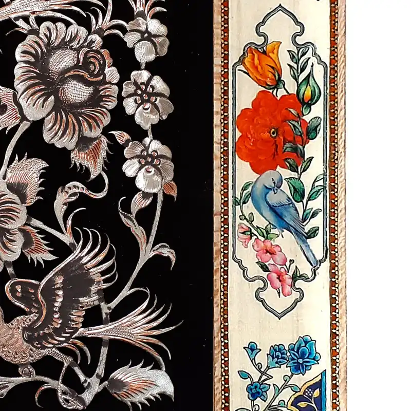 تابلو قلمزنی طرح گل و مرغ کد 3327-1