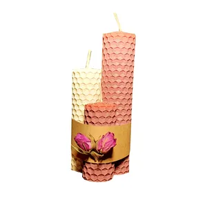 شمع بیزوکس مدل گل محمدی مجموعه 3 عددی