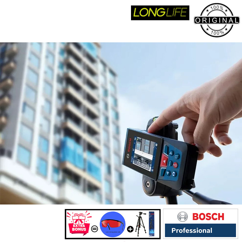متر لیزری بوش مدل فوق حرفه ای دوربین دار GLM 100-25 C professional + BT150 + Red Glass Laser  برد 100 متر