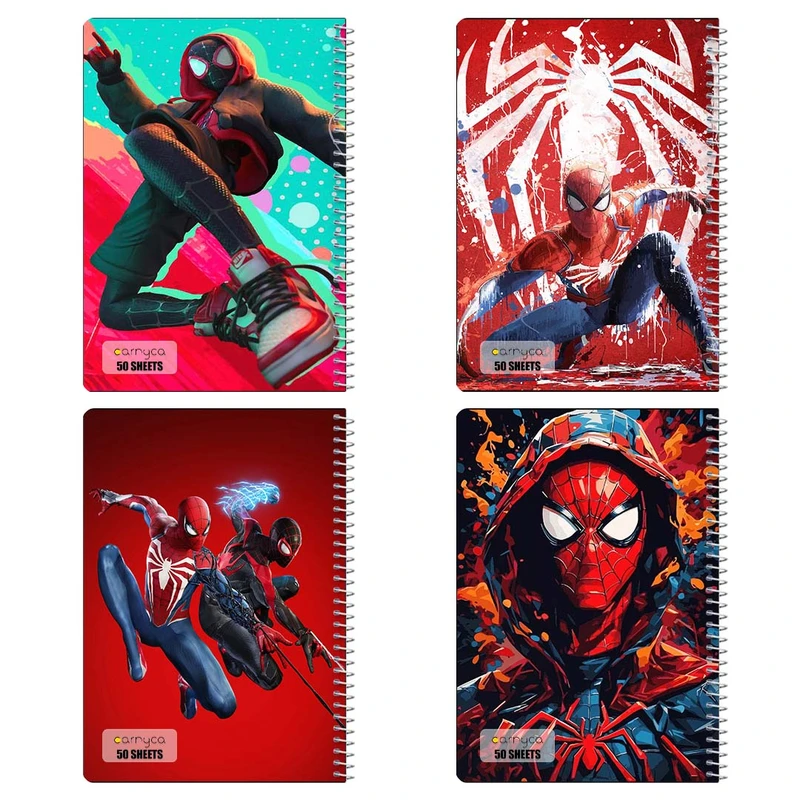 دفتر نقاشي 50 برگ کارنيکا طرح Man-مرد عنکبوتی Spider کد 18694 مجموعه 4 عددی