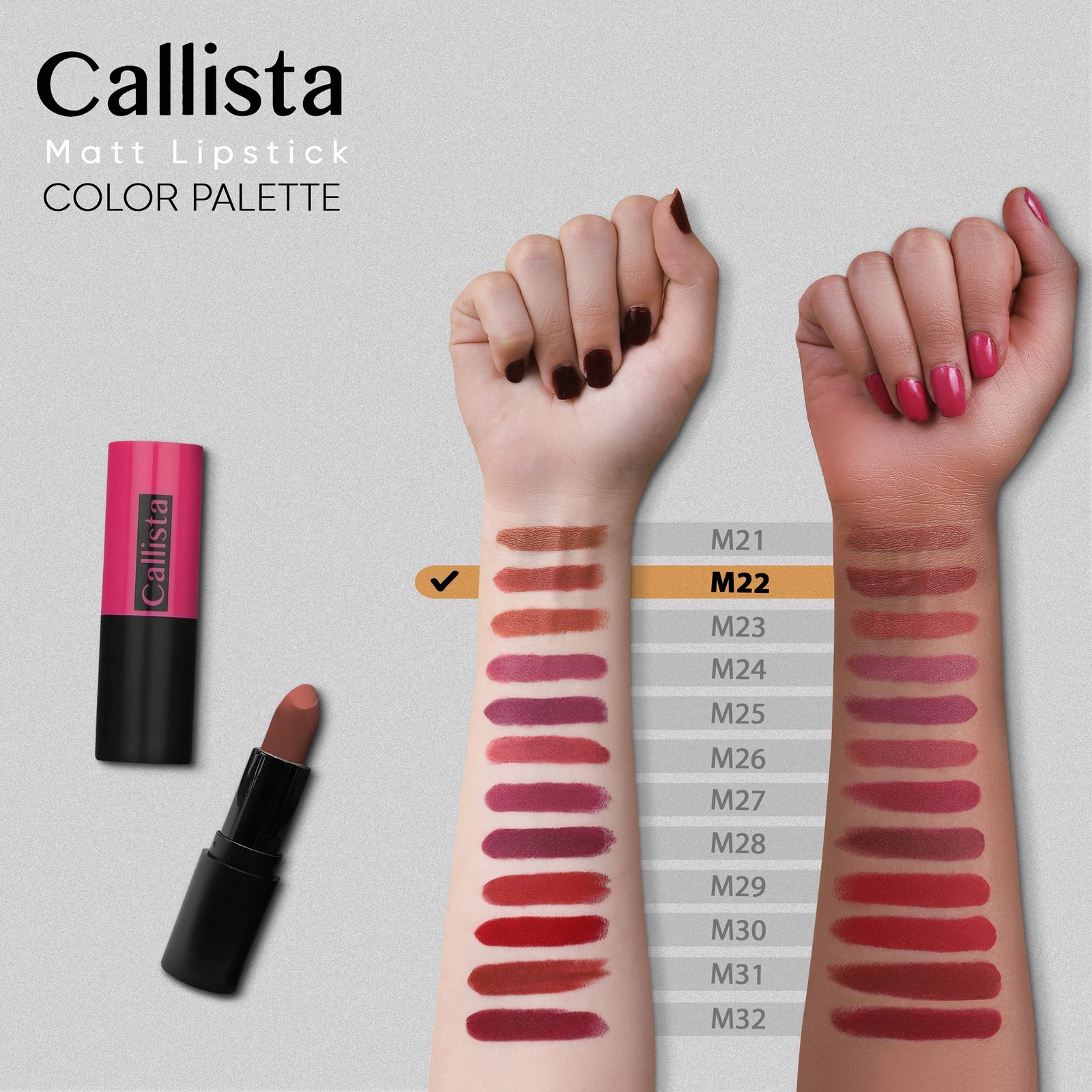 رژ لب جامد کالیستا مدل Matt شماره M22 - - 2