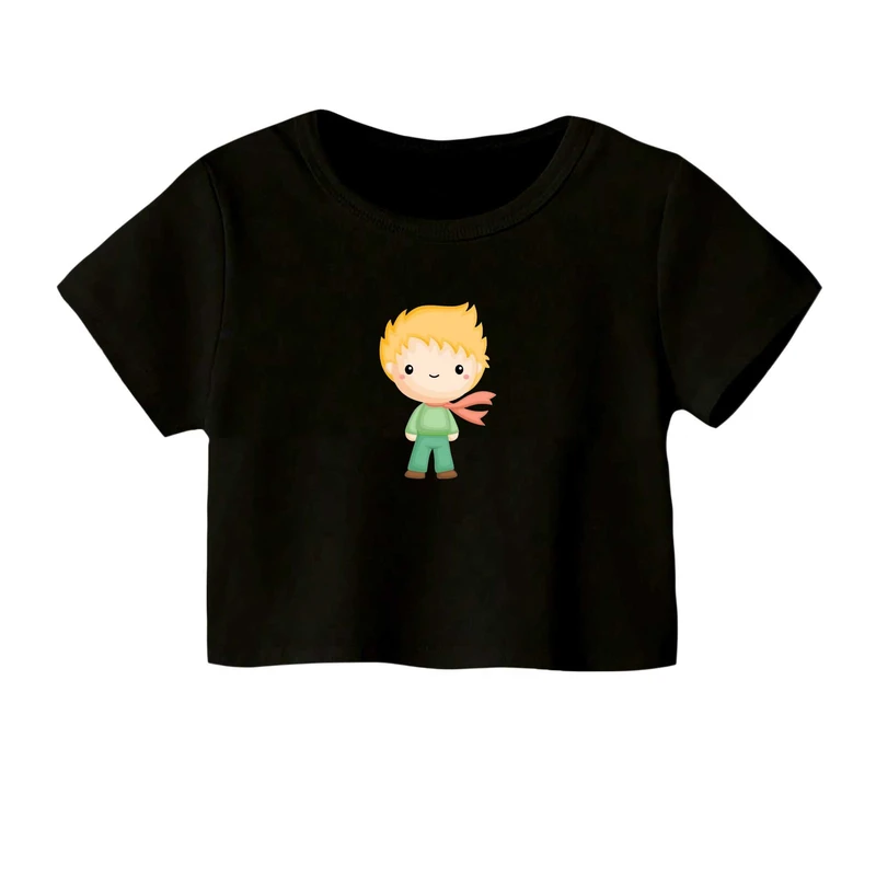 کراپ‌ تی‌شرت آستین کوتاه زنانه مدل شازده کوچولو کد۲