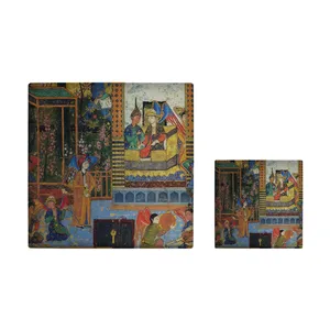  کاشی کارنیلا طرح نگارگری ایرانی مدل لوحی آویز کد kla187 مجموعه 2 عددی
