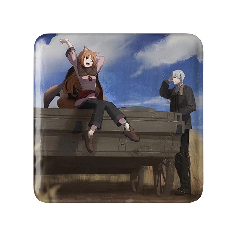 مگنت خندالو طرح هولو و کرافت انیمه ادویه و گرگ مدل مربعی کد 36153