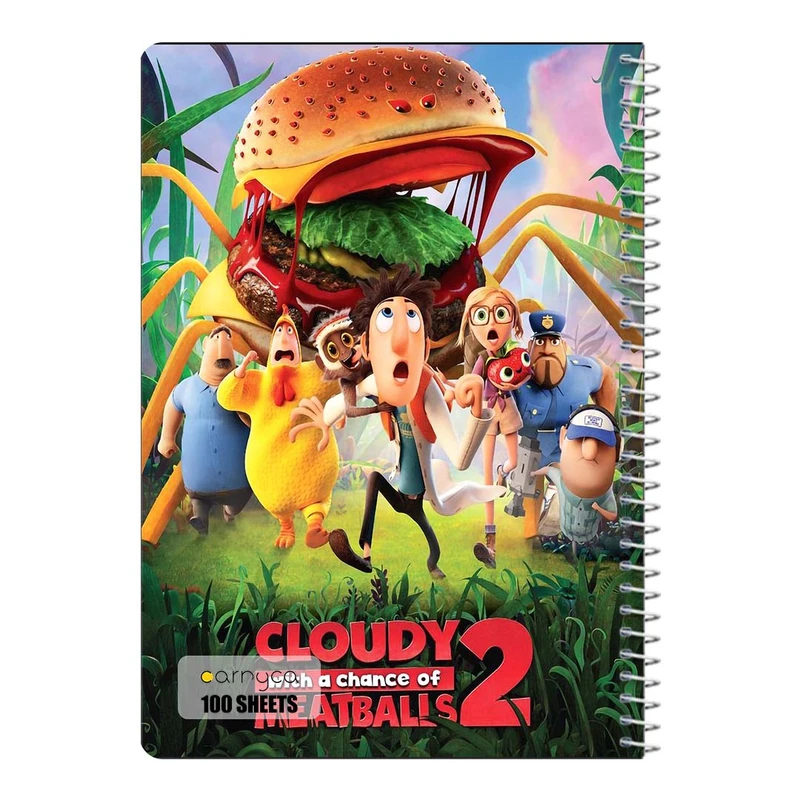 دفتر مشق 100 برگ سیمی کارنیکا طرح ابری با احتمال کوفته قلقلی Cloudy with a Chance of Meatballs کد 78532