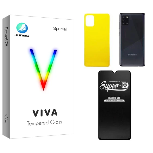 محافظ صفحه نمایش شیشه ای جانبو مدل Viva  Super-D مناسب برای گوشی موبایل سامسونگ GALAXY A31  به همراه محافظ پشت گوشی