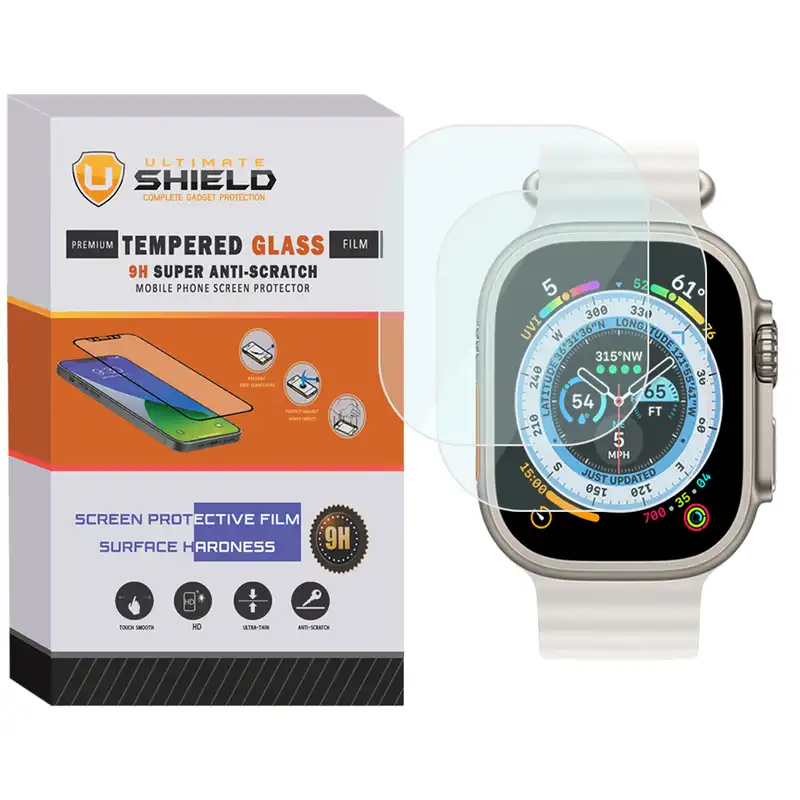 محافظ صفحه نمایش شیشه‌ای آلتیمیت شیلد مدل SH-UL مناسب برای ساعت هوشمند هاینو تکو T99 Ultra Max بسته دو عددی