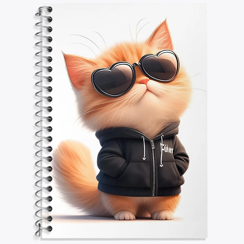 دفتر زبان 50 برگ خندالو مدل دو خط طرح گربه کیوت کد N4516