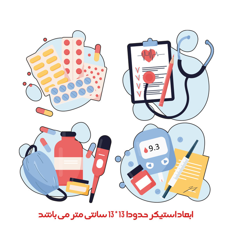 برچسب لپ تاپ پویا مارکت طرح پزشکی کد 2401 مجموعه 4 عددی