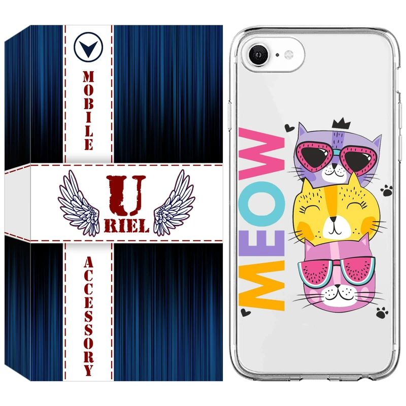 کاور یوریل مدل Clear کد 57 طرح گربه مناسب برای گوشی موبایل اپل iPhone 7 / 8 / SE 2020 / SE 2022