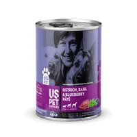 کنسرو غذای سگ یو اس پت مدل های پریمیوم طعم شترمرغ و بلوبری وزن 430 گرم