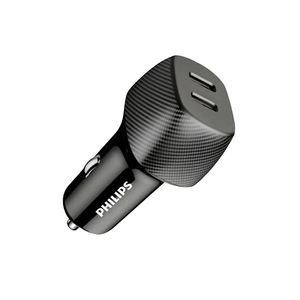 شارژر فندکی 60 وات 2 پورت فیلیپس مدل DLP5522C به همراه کابل تبدیل USB-C