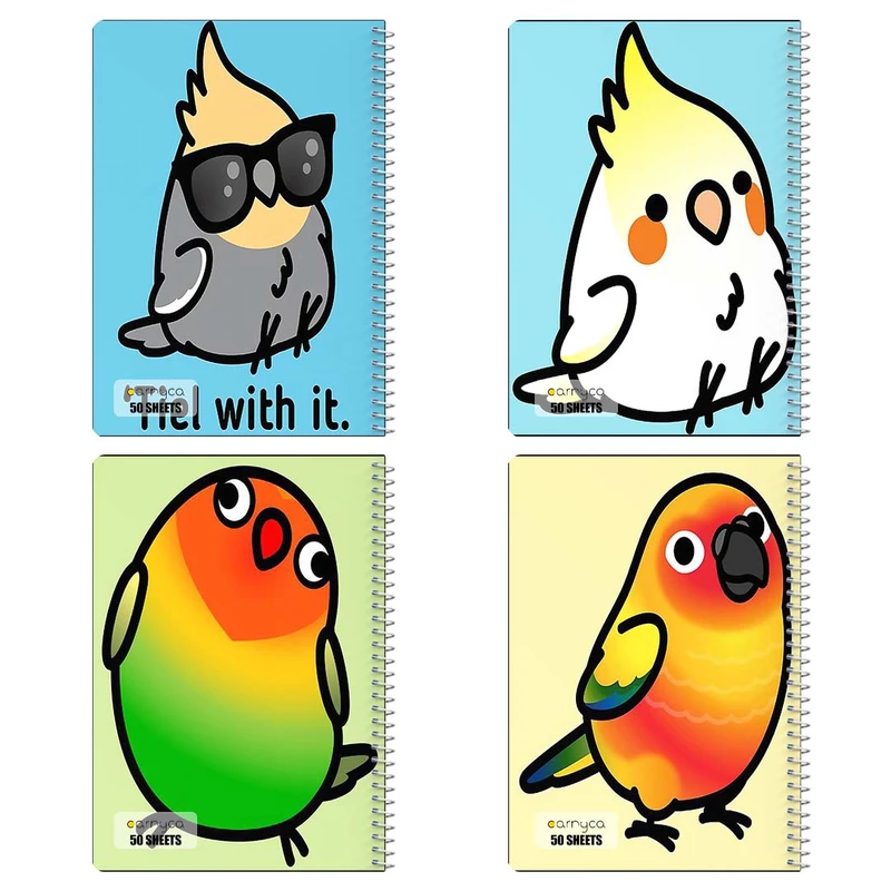 دفتر نقاشي 50 برگ کارنيکا طرح طوطی Parrot کد 18249 مجموعه 4 عددی