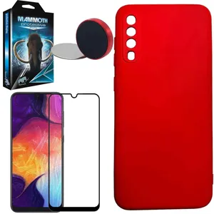 کاور ماموت مدل سیلیکونی مناسب برای گوشی موبایل سامسونگ Galaxy A50/A30s/a50s به همراه محافظ صفحه نمایش و سکه هولدر مگنتی و پایه نگهدارنده گوشی