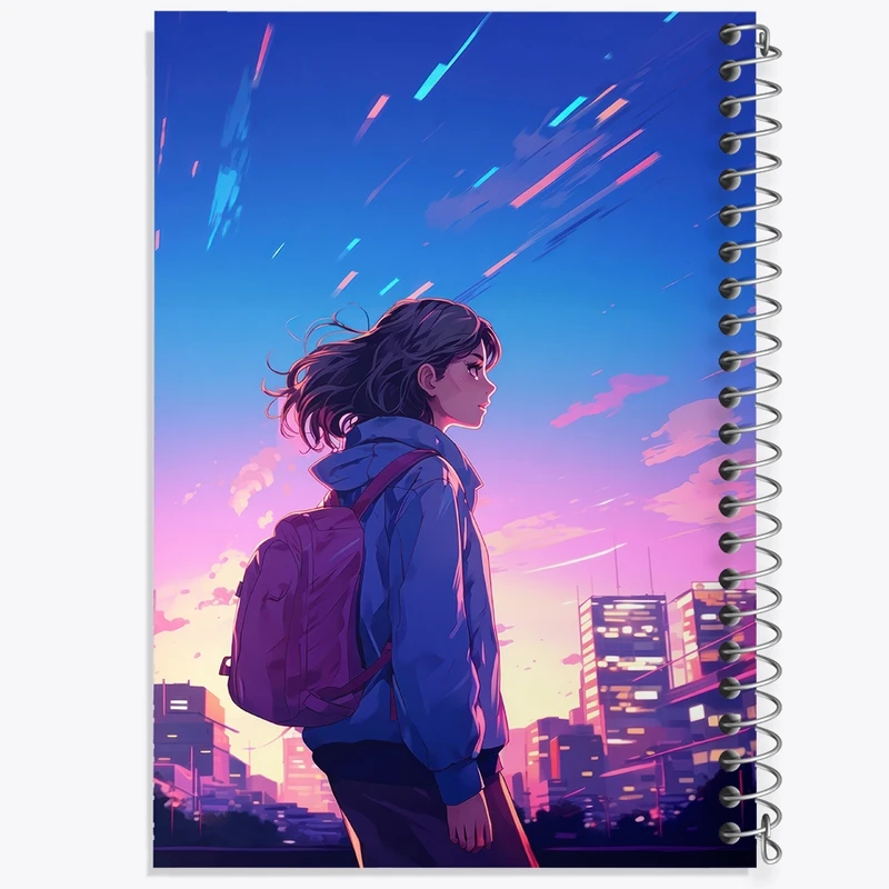 دفتر ژورنال نویسی 50 برگ خندالو مدل نقطه ای طرح دختر انیمه ای کد F2715