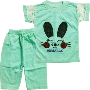 ست تی شرت و شلوارک دخترانه مدل A12 طرح خرگوش کد 0215