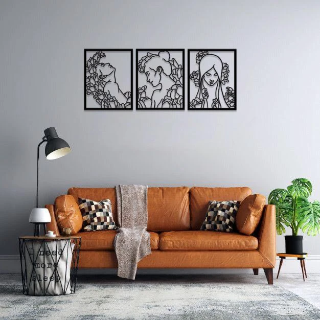 استیکر دیواری ماهوت طرح زن مینیمال مجموعه 3 عددی 