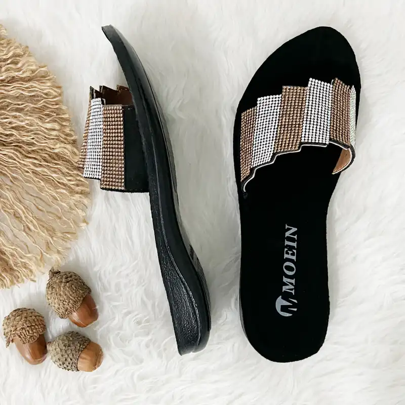 دمپایی زنانه مدل روفرشی نگینی 460