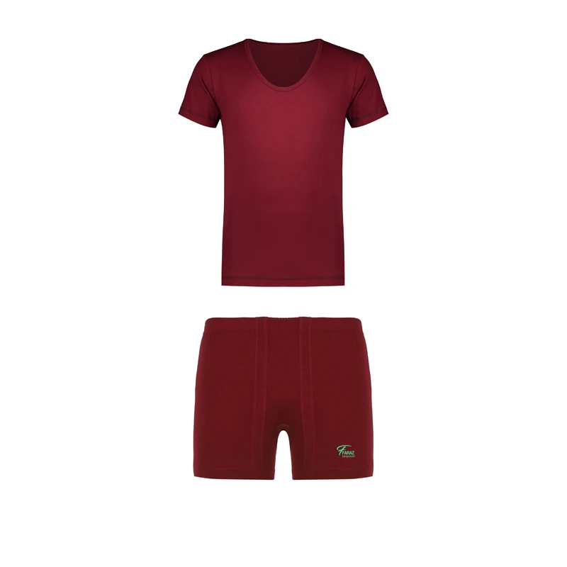 ست شورت و زیرپوش مردانه مدل پادار رنگ زرشکی