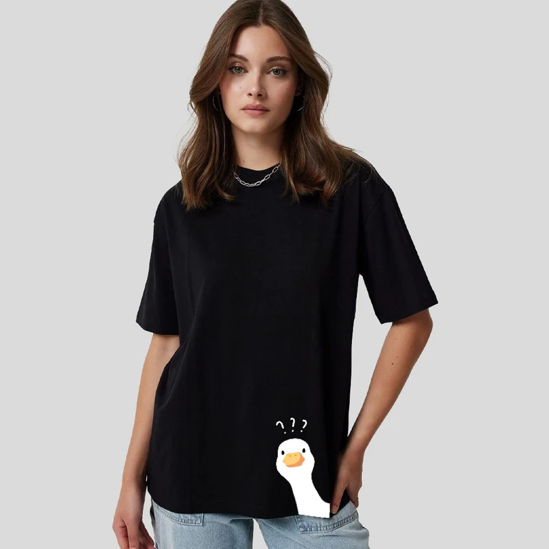 تی شرت آستین کوتاه زنانه پنبه طرح duck