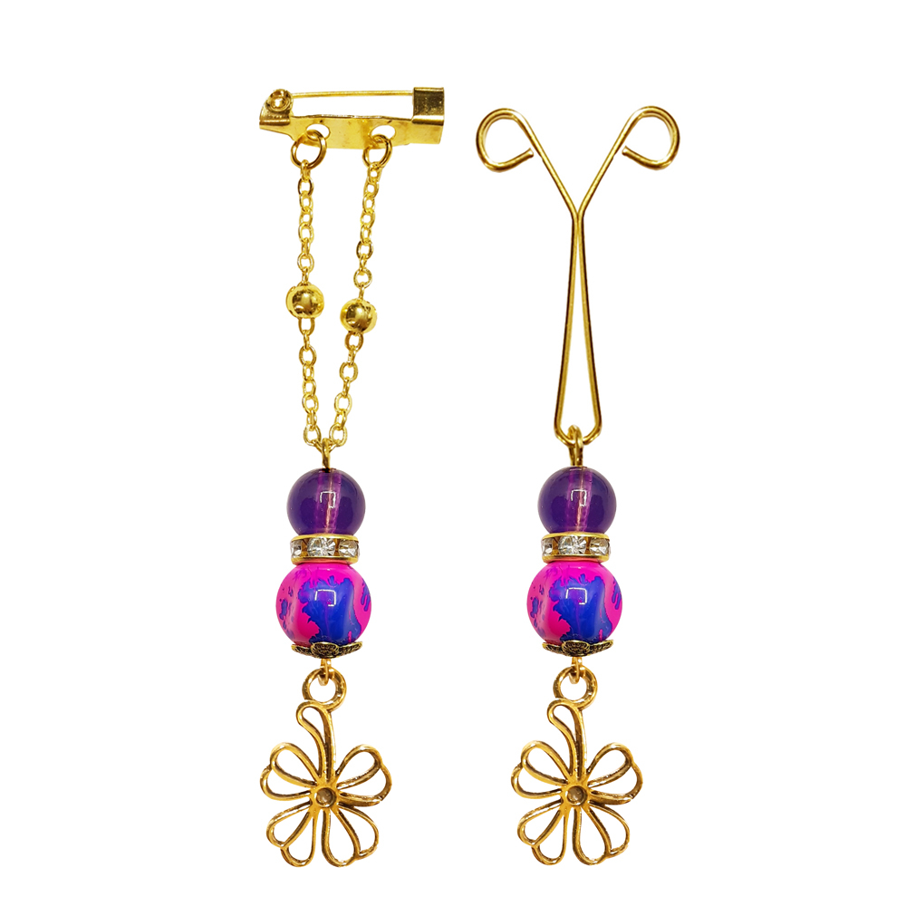 ست گیره روسری و سنجاق سینه زنانه مدل گل