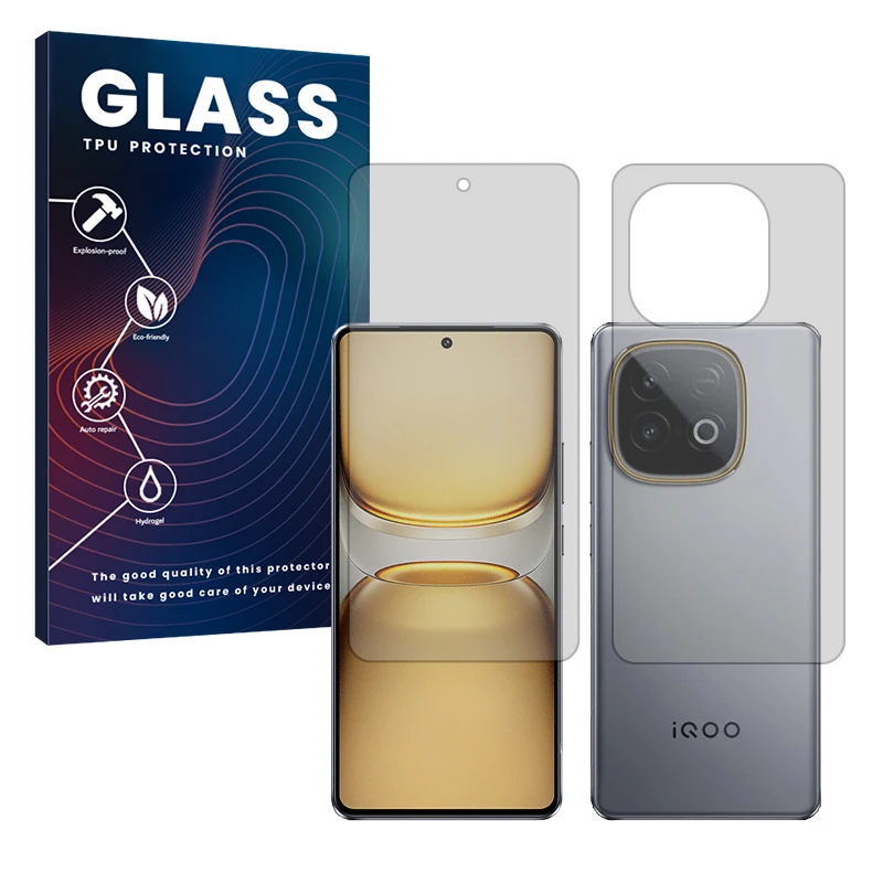 محافظ صفحه نمایش مات گلس مدل هیدروژلی مناسب برای گوشی موبایل ویوو IQOO Z10 Turbo Plus به همراه محافظ پشت گوشی