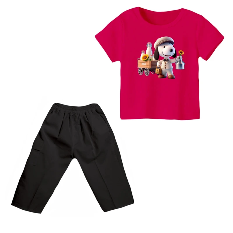 ست تی شرت و شلوارک پسرانه مدل اسنوپی کد ۶۳