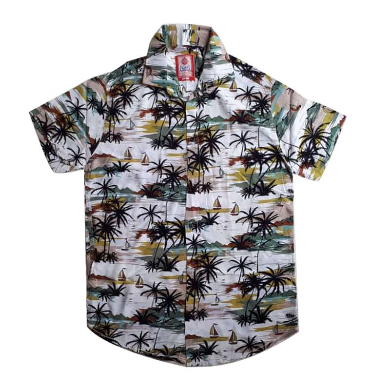پیراهن آستین کوتاه مردانه سرز طرح هاوایی مدل قایق