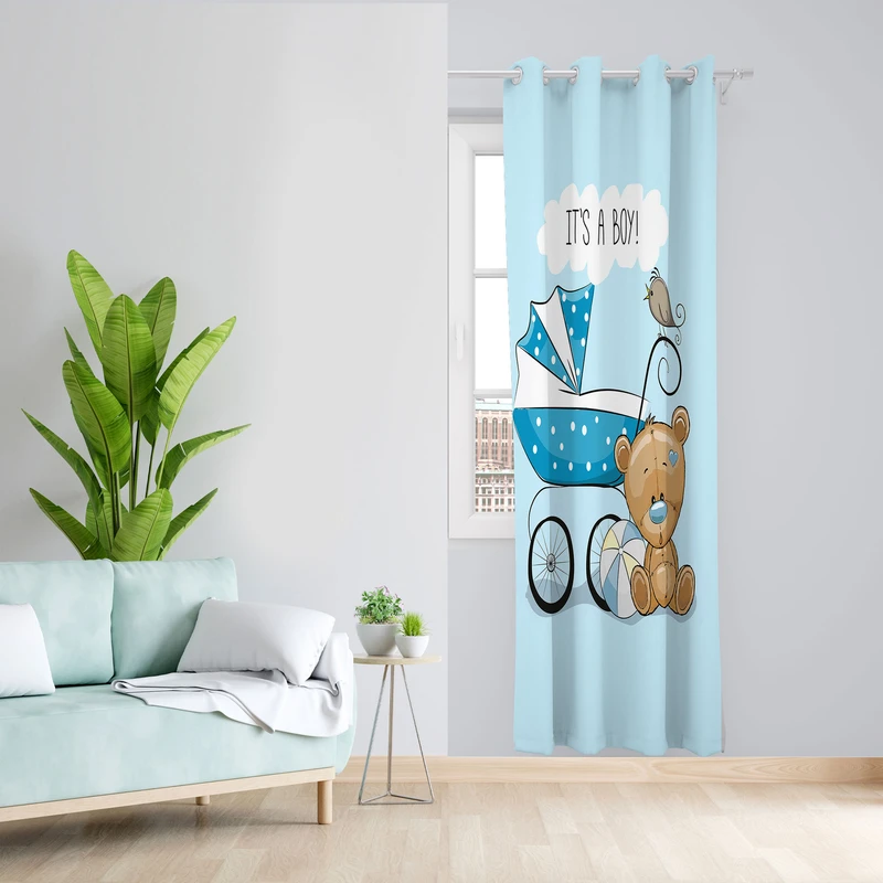  پرده مدل پسرانه  مخمل پانچی کد 1897 سایز 140x200 سانتی متر